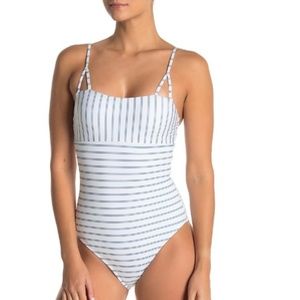 Splendid Pinstripe One-Piece Swimsuit